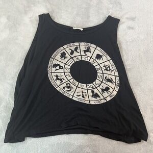 Angels & Diamonds Shirt Womens Medium Black Zodiac Astrology Sleeveless Tank Top